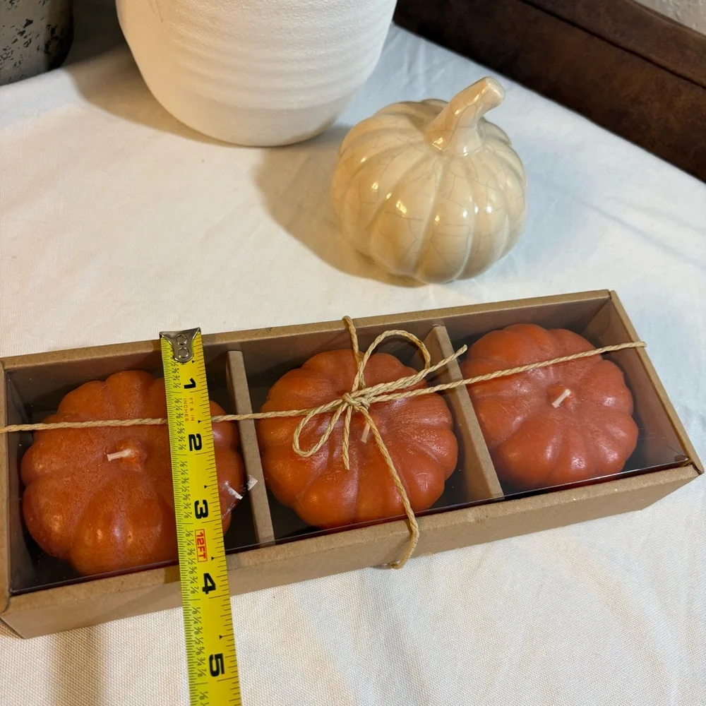 Crate&Barrel Pumpkin Candle Trio NEW IN BOX